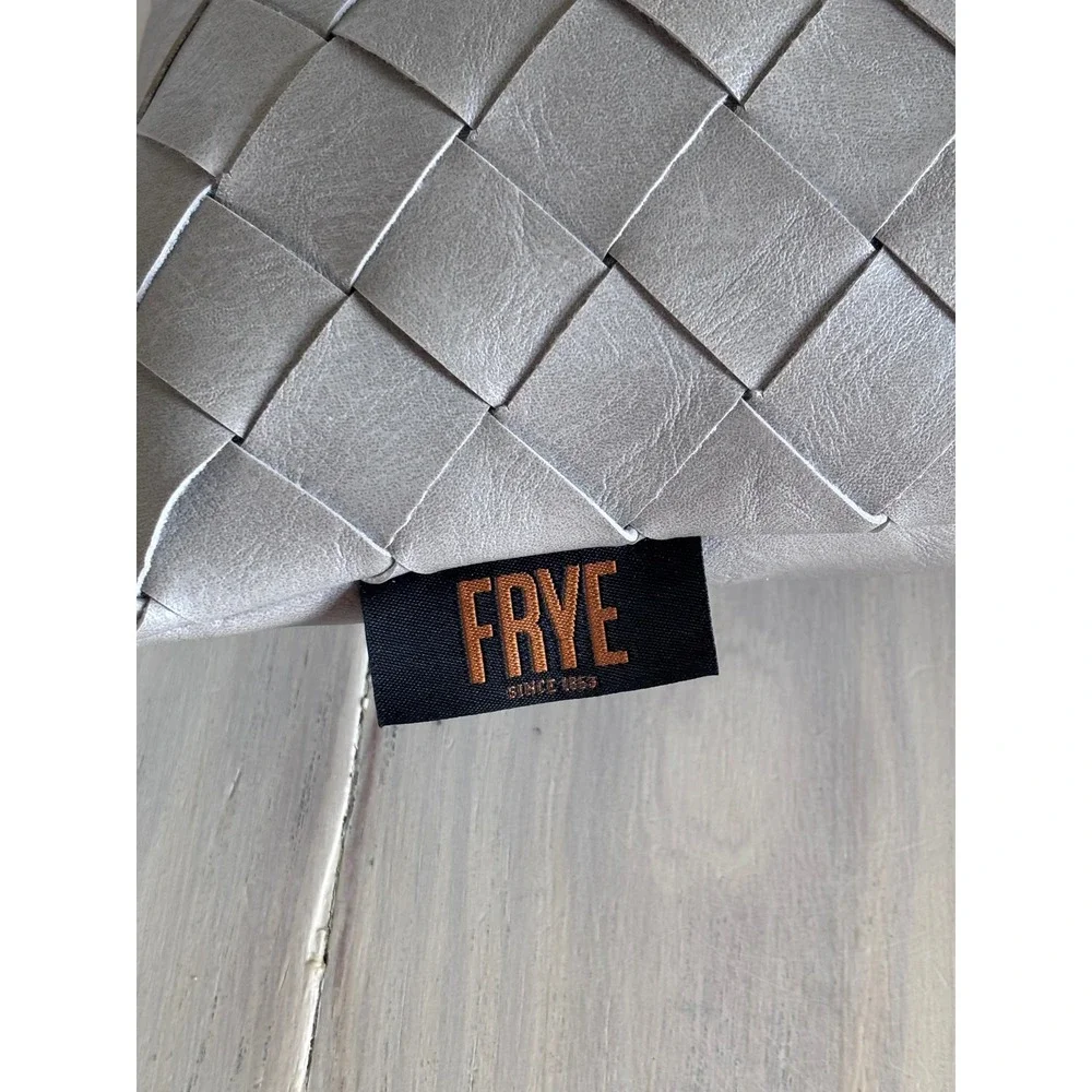 Frye Gray Woven Faux Leather Decorative Throw Pillow Rectangular 20x13 Modern